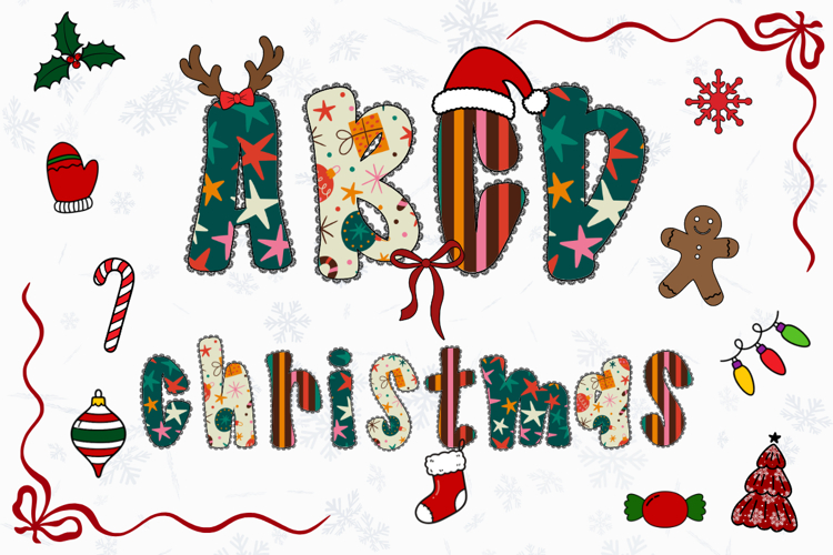 Christmas Alphabet Doodle Lace Letters Coquette Bubble_5