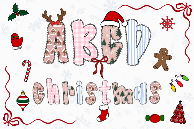 Christmas Alphabet Doodle Lace Letters Coquette Bubble_25