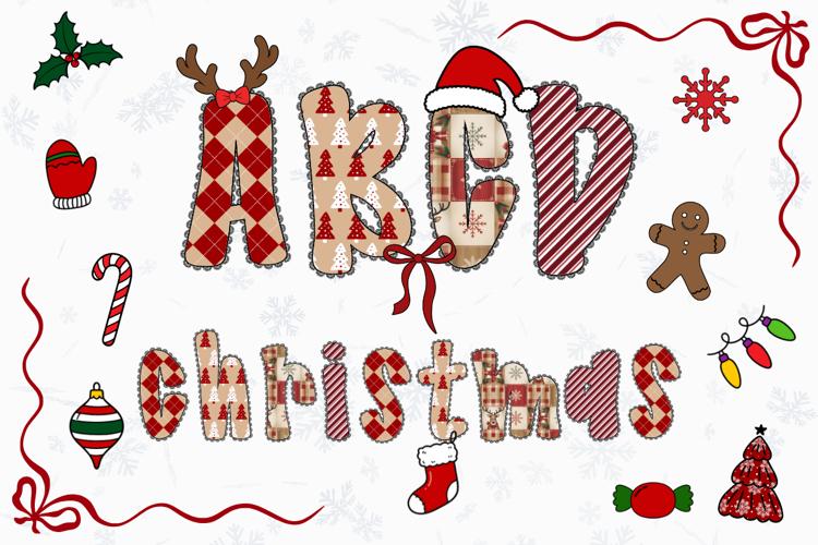 Christmas Alphabet Doodle Lace Letters Coquette Bubble_26