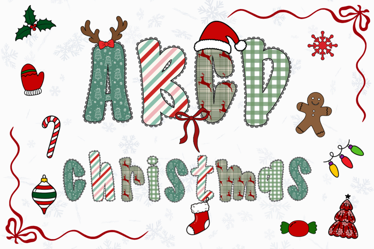 Christmas Alphabet Doodle Lace Letters Coquette Bubble_17