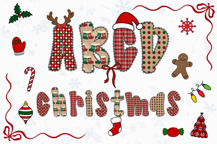 Christmas Alphabet Doodle Lace Letters Coquette Bubble_13