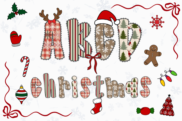 Christmas Alphabet Doodle Lace Letters Coquette Bubble_21