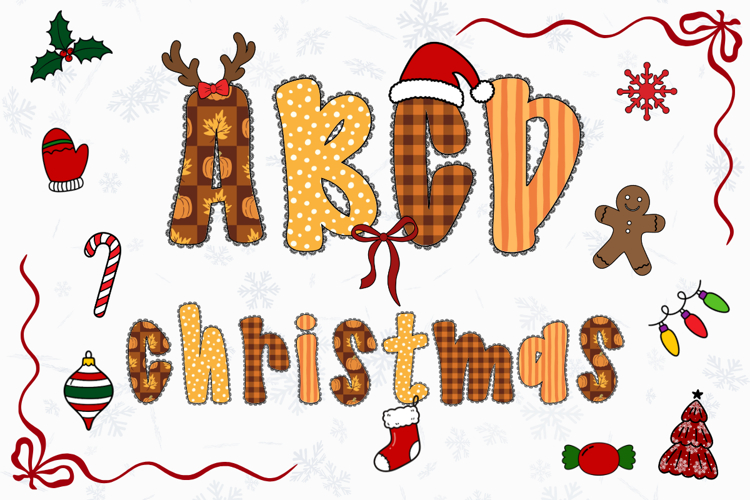 Christmas Alphabet Doodle Lace Letters Coquette Bubble_19