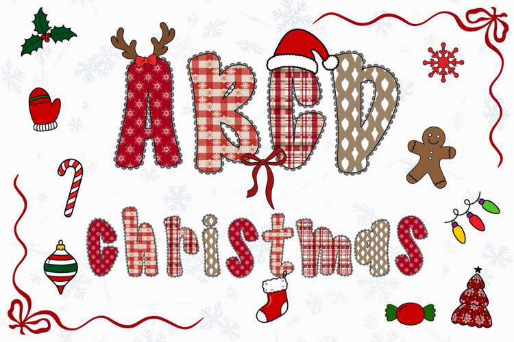 Christmas Alphabet Doodle Lace Letters Coquette Bubble_20
