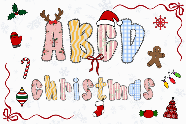 Christmas Alphabet Doodle Lace Letters Coquette Bubble_29