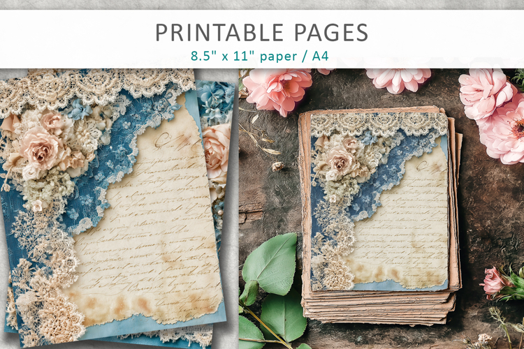 romantic scrapbook paper, lace collage paper