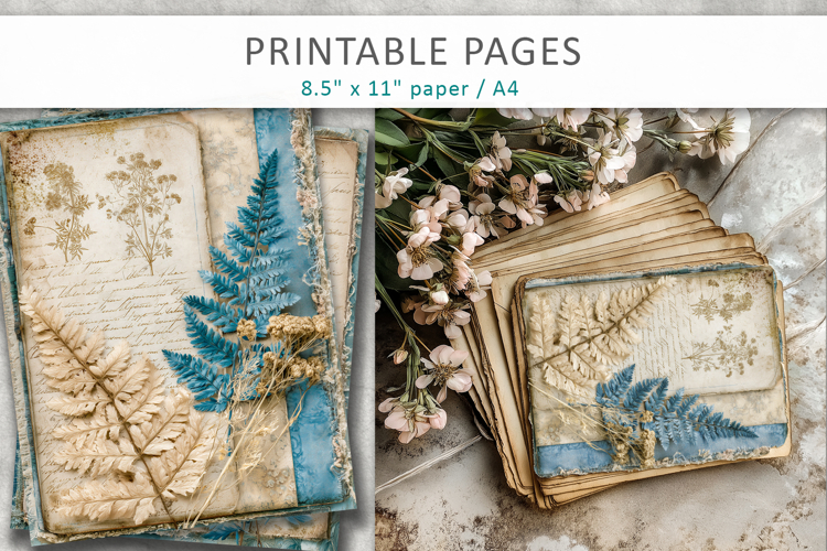 vintage journal background, botanical vintage paper