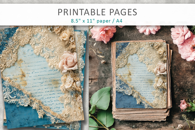 lace scrapbook paper, distressed paper