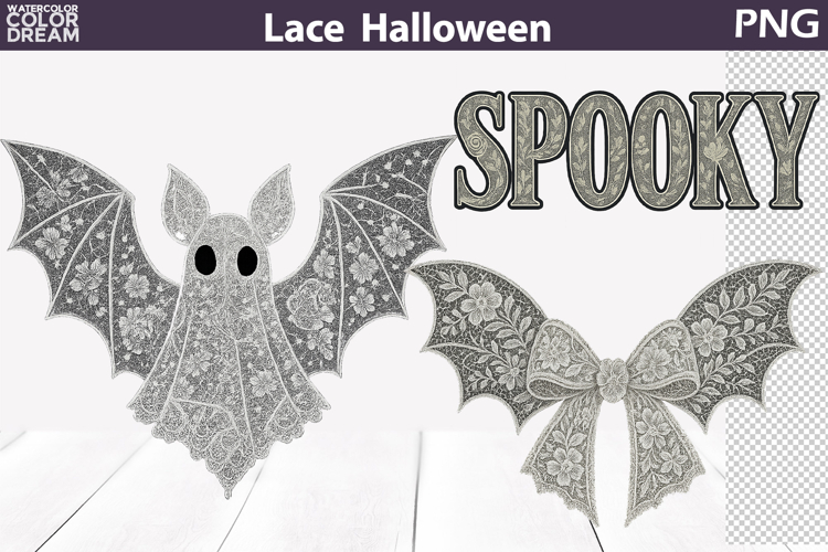 Halloween Bat Lace Clipart | Spooky Sublimation