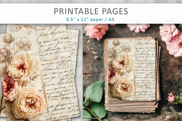 antique paper junk journal pages, retro paper