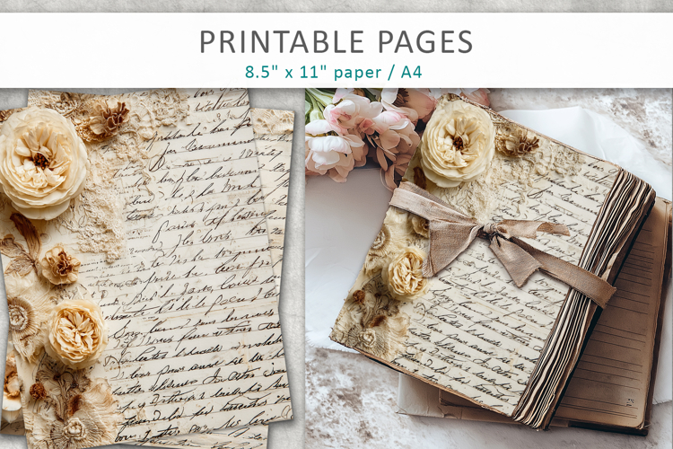 antique paper junk journal pages, paper craft
