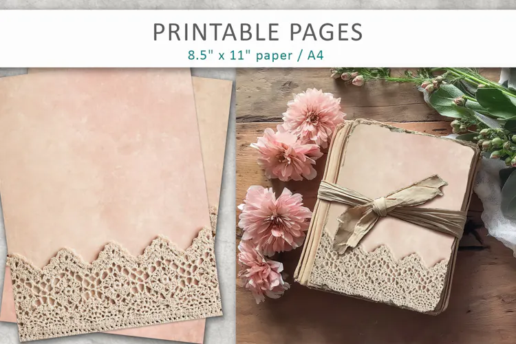 Vintage Lace Scrapbook Paper, vintage journal pages