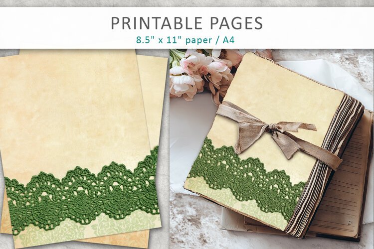 Vintage Lace junk journal, lace craft supplies example image 1