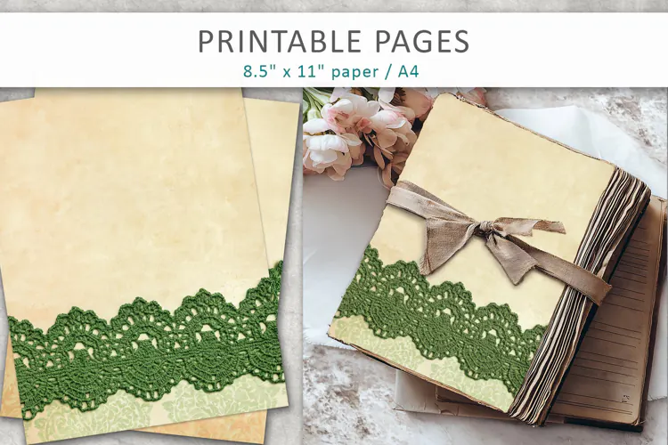 Vintage Lace junk journal, lace craft supplies