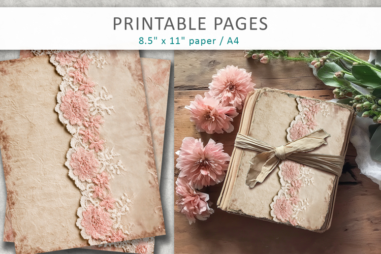 lace scrapbook paper, junk journal pages