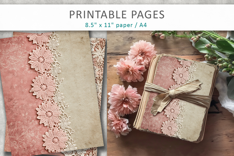 Lace scrapbook paper, vintage stationery