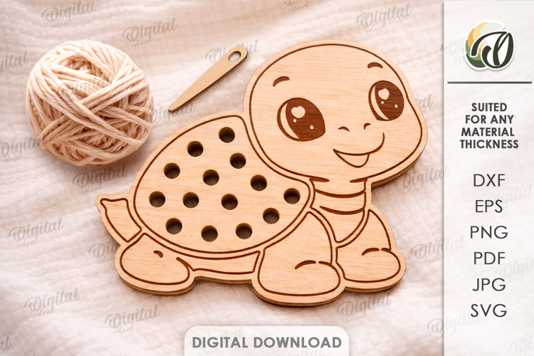 Lacing Kids Toy Laser Cut. Montessori Toy. Turtle SVG