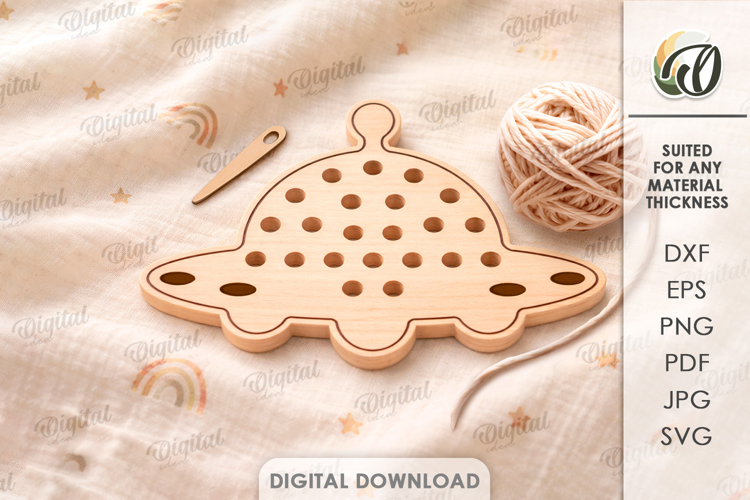 Lacing Kids Toy Laser Cut. Montessori Toy. Spaceship SVG