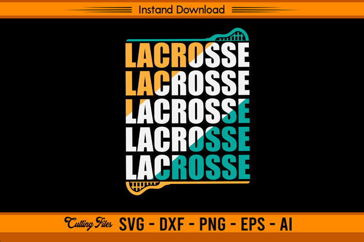 Lacrosse Repeated Text SVG Retro Sports Design File