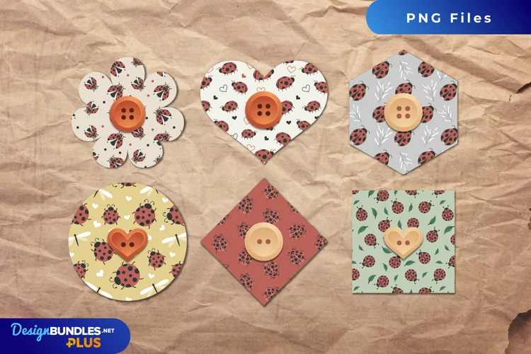 Lady Bug with Vintage Color Seamless Pattern with Buttons