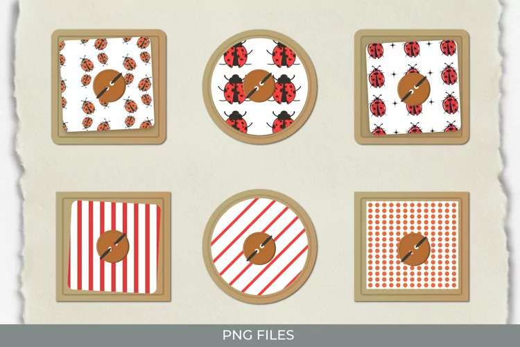 Lady Bug with Vintage Color Seamless Pattern with Buttons