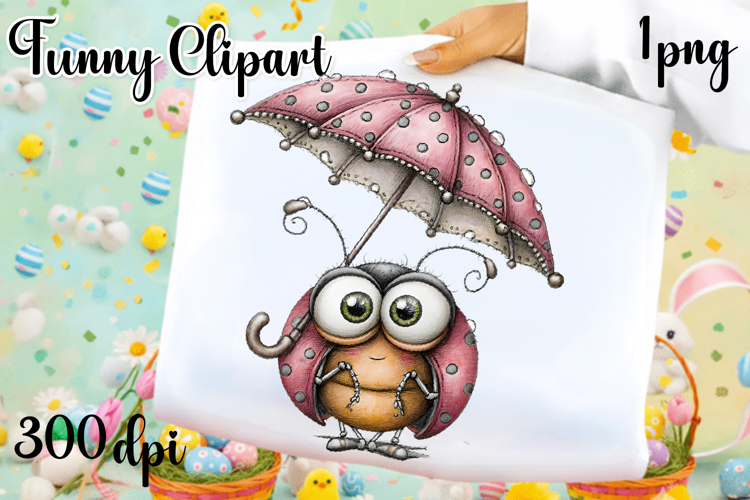 Watercolor Whimsical Ladybug Clipart PNG| Spring Garden Bug