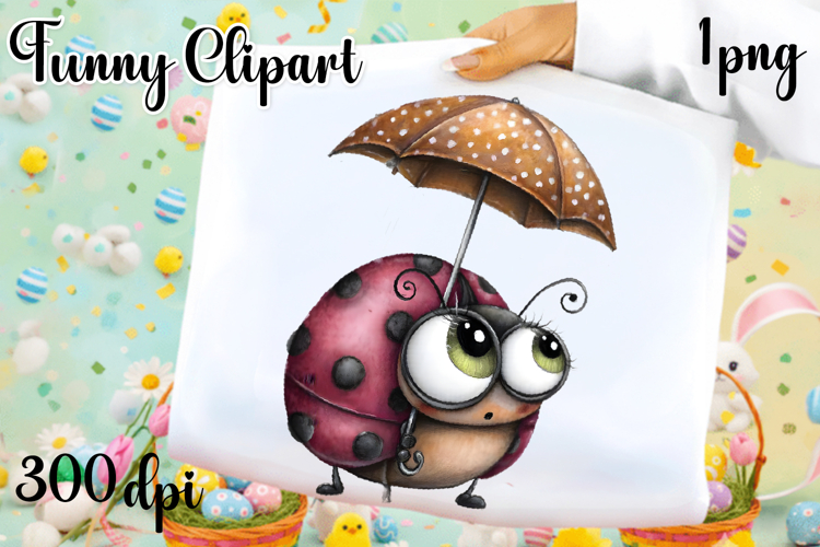 Watercolor Whimsical Ladybug Clipart PNG| Spring Garden Bug