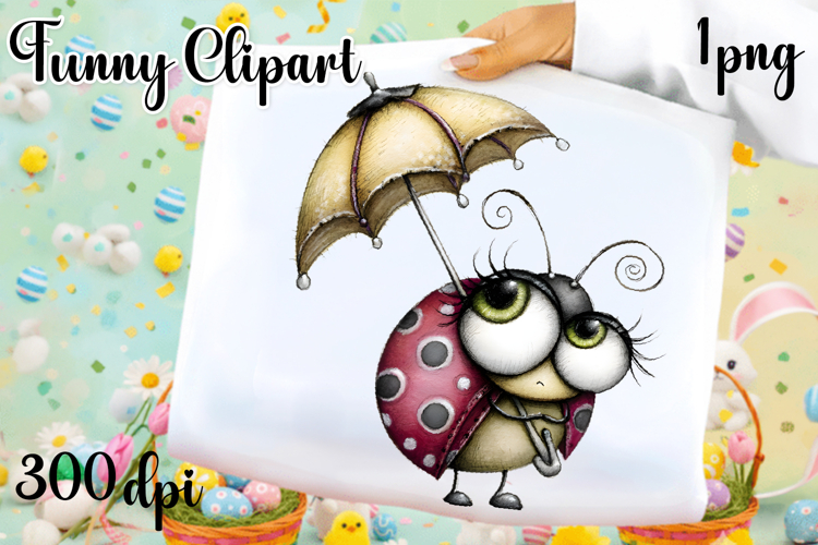Watercolor Whimsical Ladybug Clipart PNG| Spring Garden Bug