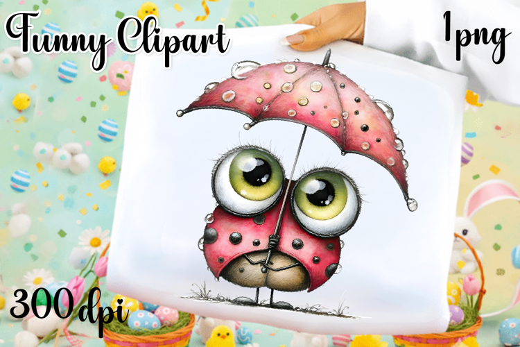Watercolor Whimsical Ladybug Clipart PNG| Spring Garden Bug