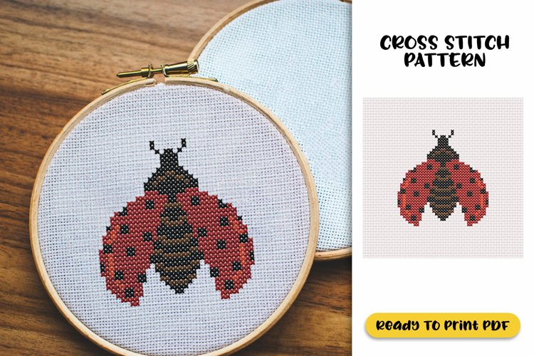 LadyBug Cross Stitch Pattern (2062124) Cross Stitch Patterns Design Bundles