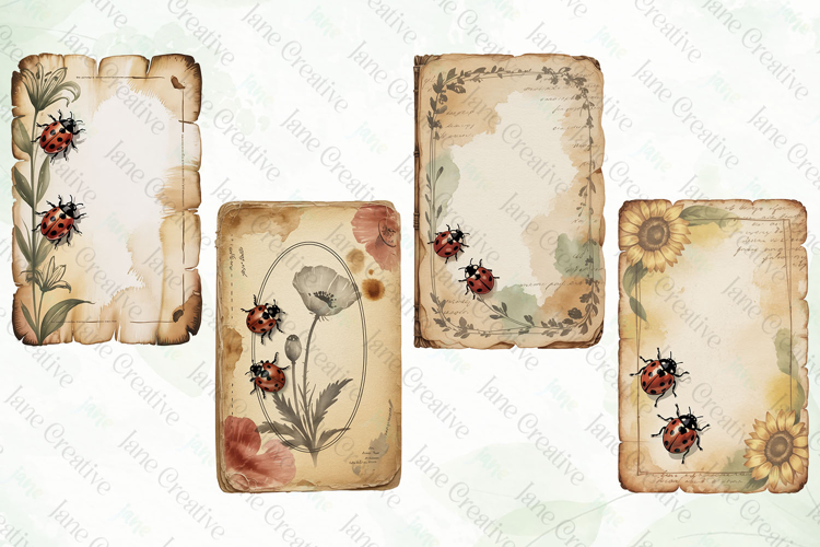 Ladybug Junk Journal Page Clipart