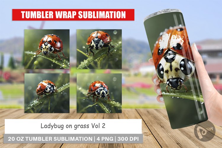 Tumbler Sublimation Wrap Ladybug on grass