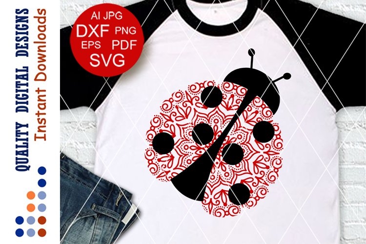 Ladybug Zentangle SVG Red and Black file Spring Summer vibes