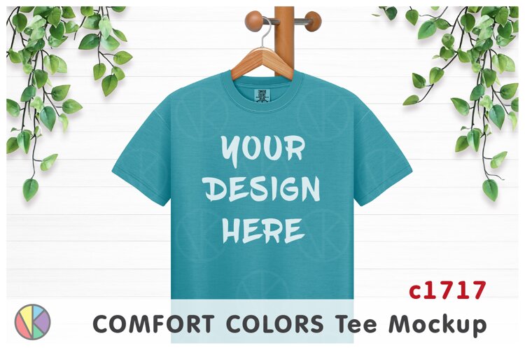 Lagoon Blue Comfort Colors 1717 T-Shirt Mockup.