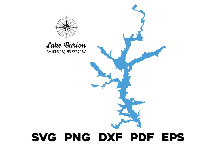 Lake Burton Map with Compass & GPS Coordinates