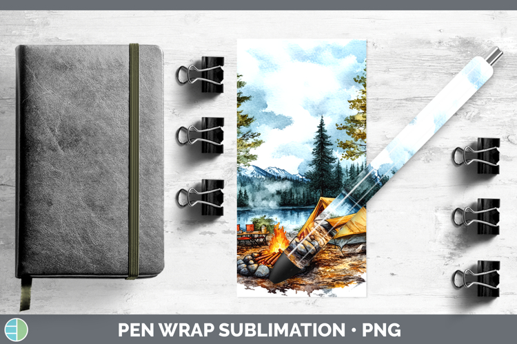 Lake Camping Campfire Tent Pen Wrap Sublimation Pen Designs