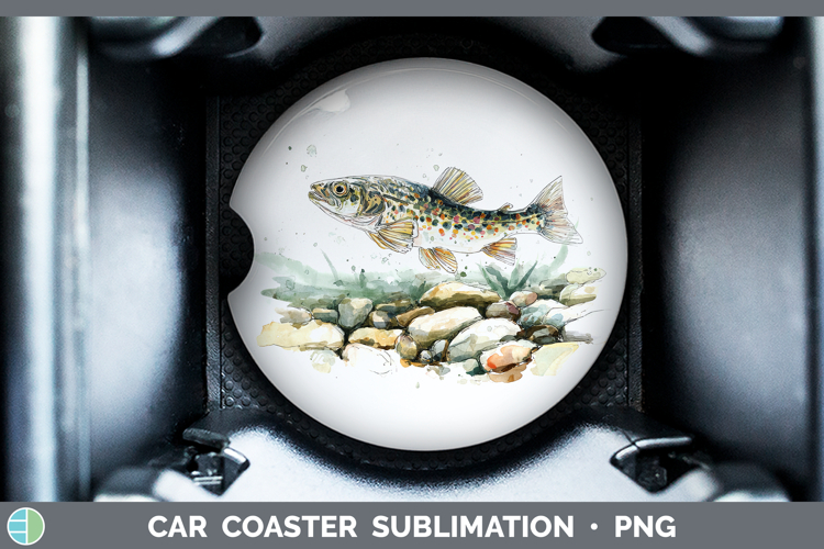 Arctic Grayling Lake Fish Sketch Car Coaster Sublimation Des
