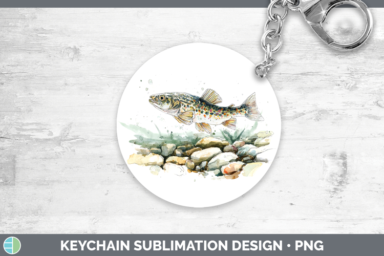 Arctic Grayling Lake Fish Sketch Keychain Sublimation Design