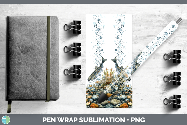 Arctic Grayling Lake Fish Sketch Pen Wrap Sublimation Design