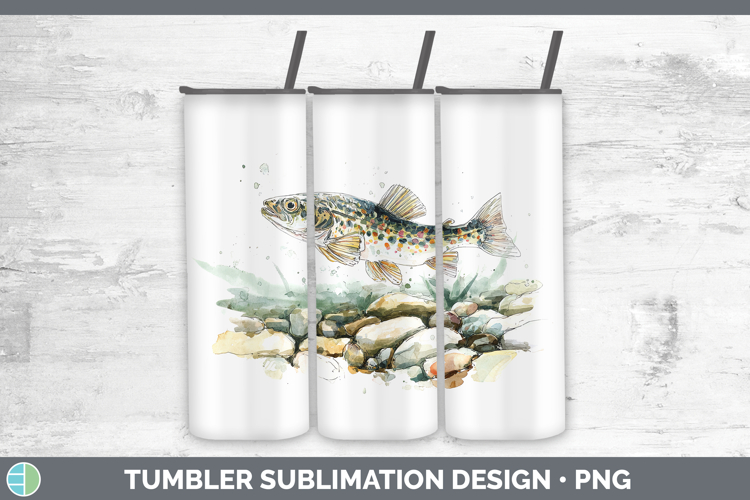 Arctic Grayling Lake Fish Sketch Tumbler Sublimation Design