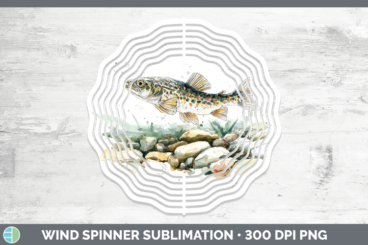 Arctic Grayling Lake Fish Sketch Wind Spinner Sublimation De