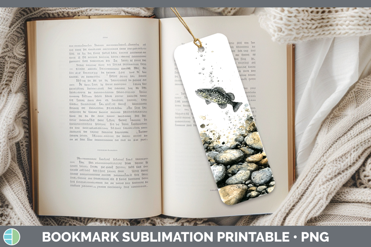 Black Crappie Lake Fish Sketch Bookmark Sublimation Design