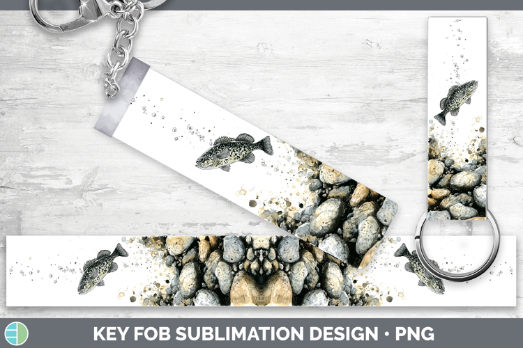 Black Crappie Lake Fish Sketch Key Fob Sublimation Design