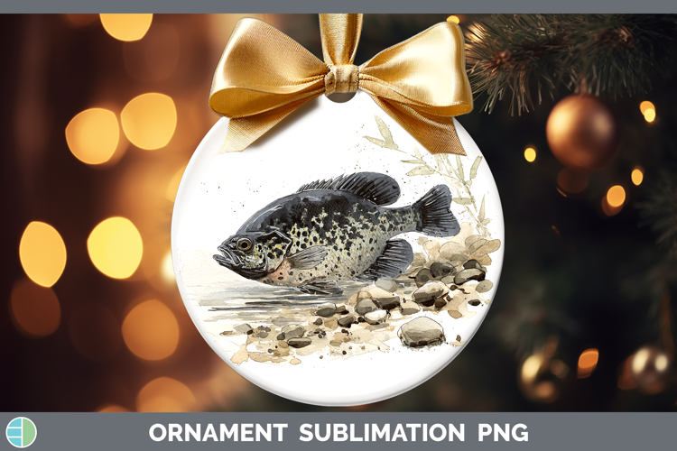 Black Crappie Lake Fish Sketch Ornament Sublimation Design