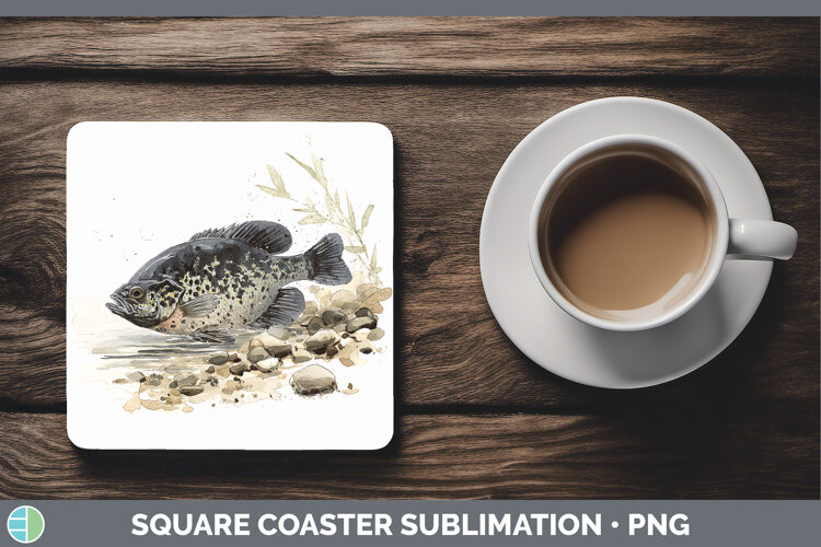 GorgeousLake Fish Sketch Square Coaster design.