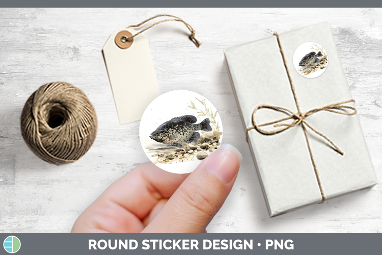 Black Crappie Lake Fish Sketch Stickers Design