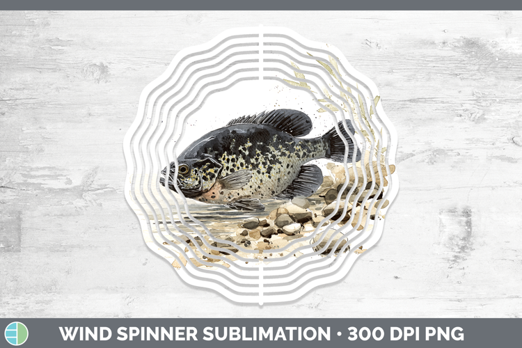 Black Crappie Lake Fish Sketch Wind Spinner Sublimation Desi