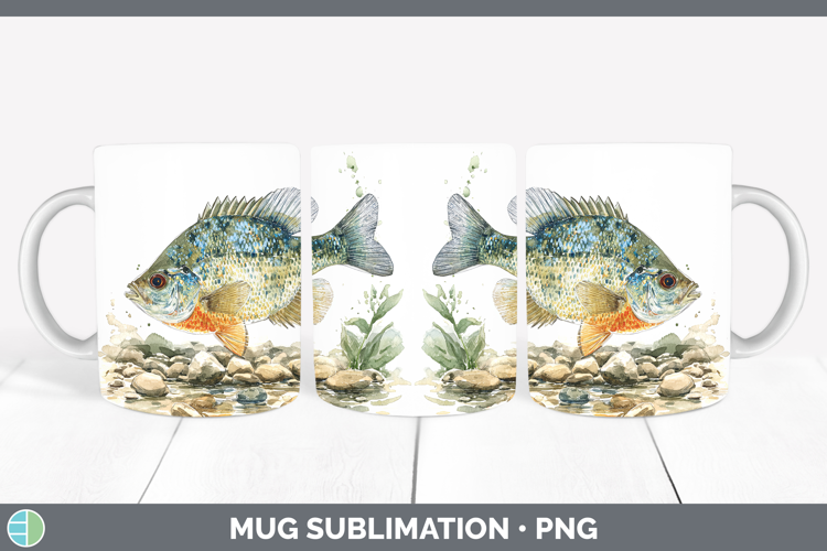 Bluegill Sunfish Lake Fish Sketch Mug Wrap Sublimation Desig