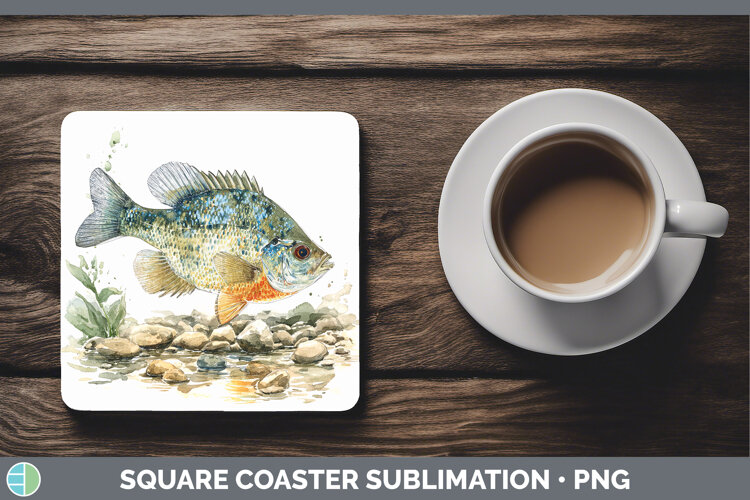 GorgeousLake Fish Sketch Square Coaster design.