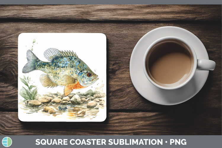 Bluegill Sunfish Lake Fish Sketch Square Coaster Sublimation